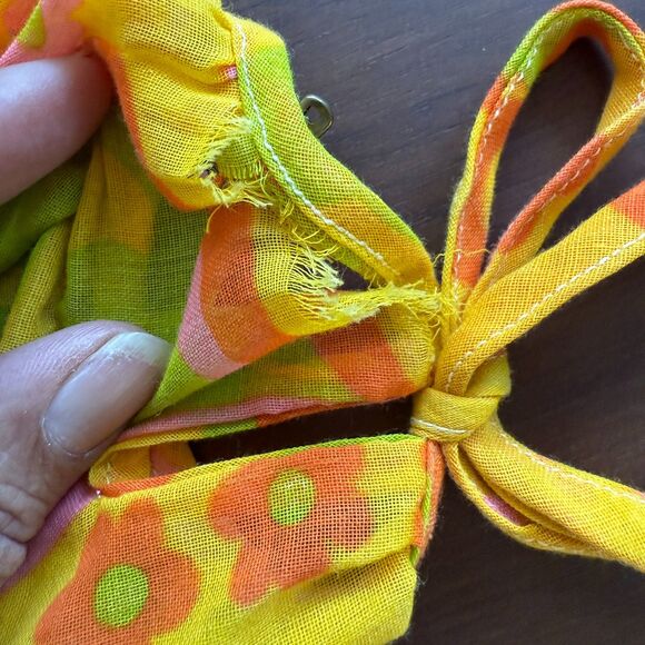 Vintage 1960s Young Edwardian Mod Floral Mini Dress Long Sleeve Tulip Print - Picture 11 of 12